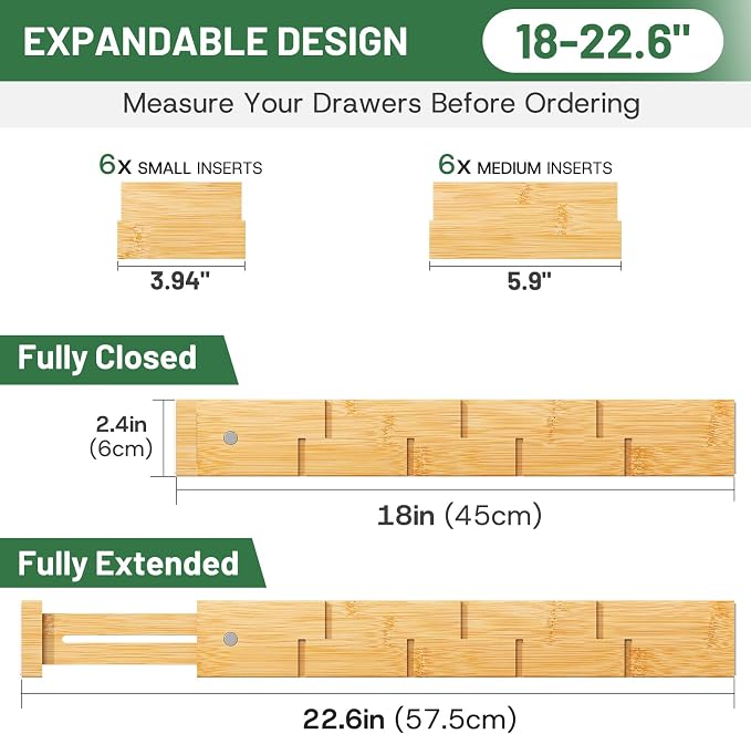 kiplant Bamboo Drawer Dividers - Image 3