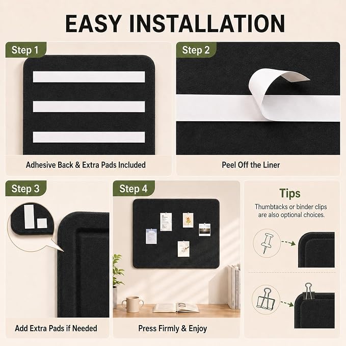Black Large Felt Bulletin Board - Image 6