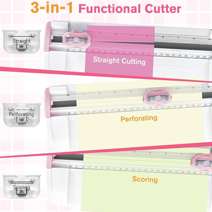 3-in-1 Paper Trimmer with Straight, Scoring & Perforating Blades, Scrapbooking - Image 2