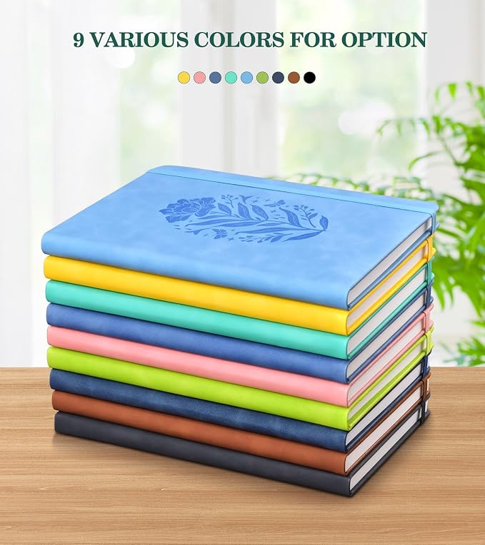 Lined Journal Notebook for Women, A5 Green Hardcover Leather Journals for - Image 6