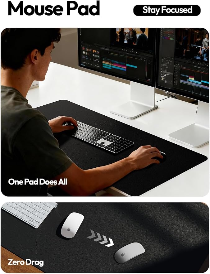 YSAGi Leather Desk Protector, Office Mat, Large Mouse Mat, Non-Slip PU Leather - Image 4