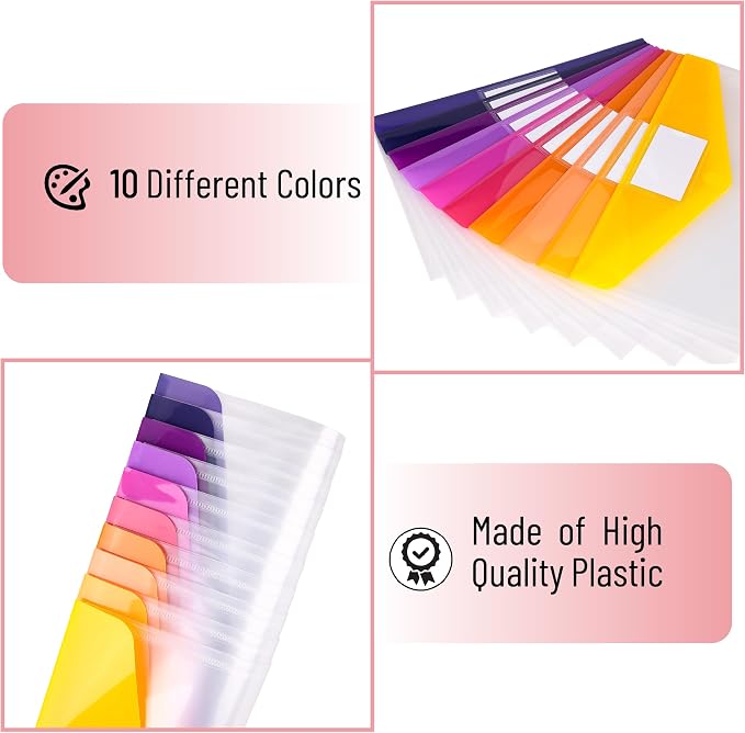 Mr. Pen- Clear Plastic Envelopes File Folders, 10 Pack, Letter Size | Colorful - Image 5