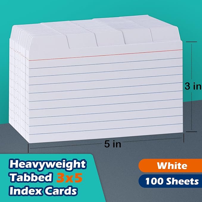 100 Pack Tabbed Index Cards 3x5 Lined Index Card Dividers - Image 2