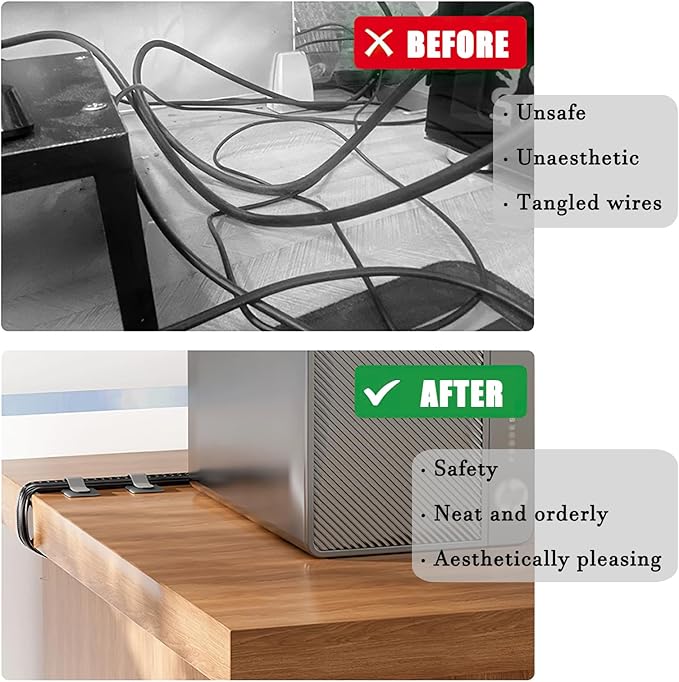 80PCS Hook and Loop Cable Ties, Under Desk Cable Management, Adhesive Cable - Image 5