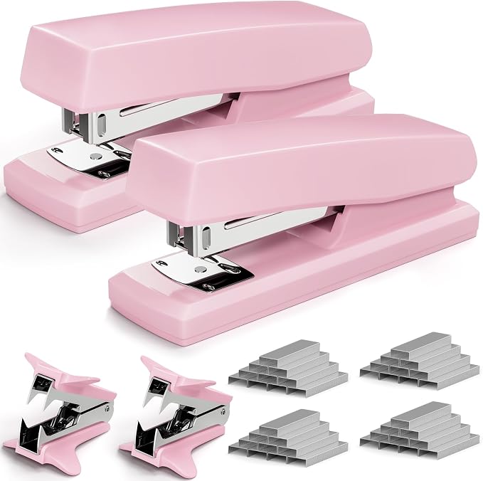 2 Pack Pink Office Staplers, 25-Sheet Capacity by Unknown
