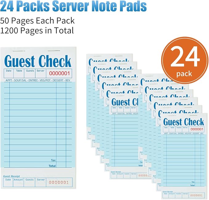 ZPARIK 24 Pack Blue Guest Checks Books - Image 4