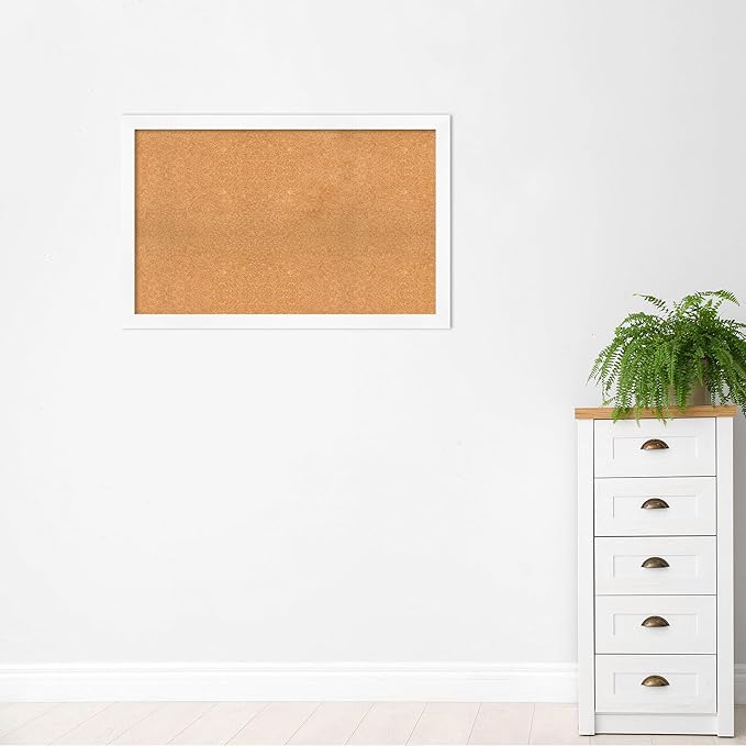 Amanti Art Natural Cork Board for Wall, 29x45 Vision Board with White Frame, Oversize Corkboard Office Decor for Home Organization, Modern Corkboard Pinboard to Display Items for Home Organization in-DeskLoop Office