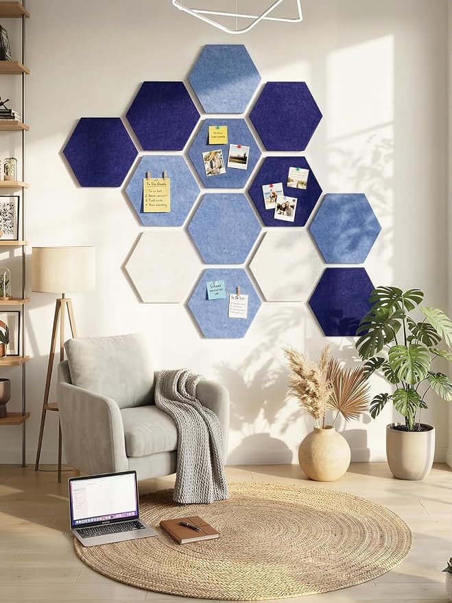 8 Pack Hexagon Felt Bulletin Board Tiles - Image 7