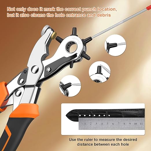 Heavy Duty Revolving Punch Plier Kit, Diyife Leather Hole Punch Set - Image 6