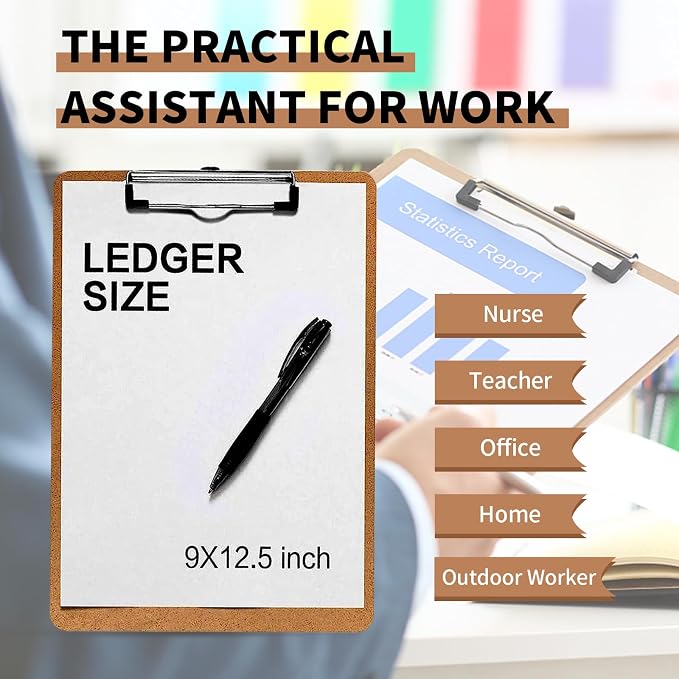 Clipboards, PANDRI 6 Pack Hardboard Office Clipboards, Low Profile Clip - Image 6