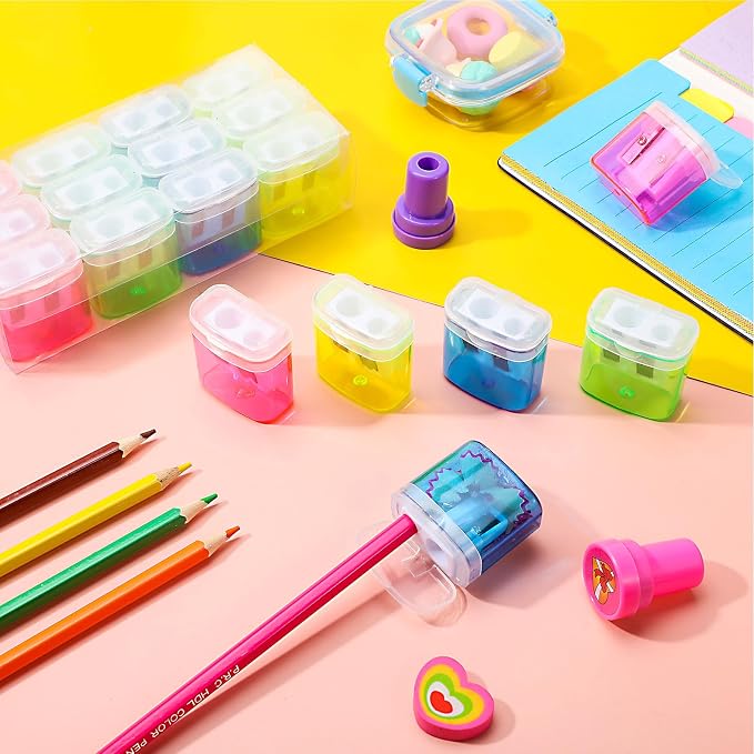 Tenare 120 Pcs Back to School Pencil Sharpeners Manual Double Hole Pencil - Image 3