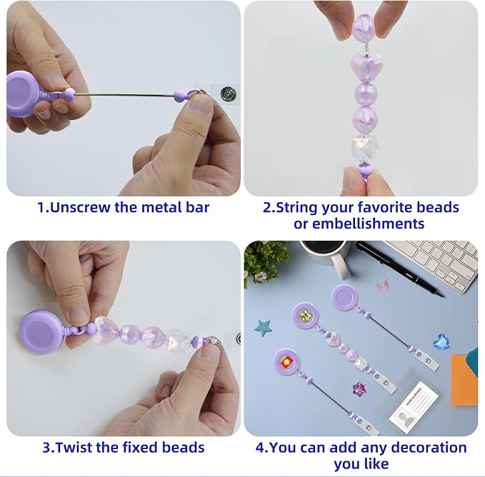 30pcs Purple Beadable Badge Reels Making Kits - Image 6