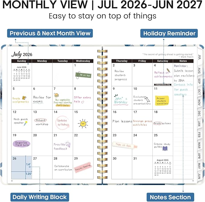 Academic Planner 2026-2027, Weekly and Monthly Calendar Book, July 2026 – June - Image 2