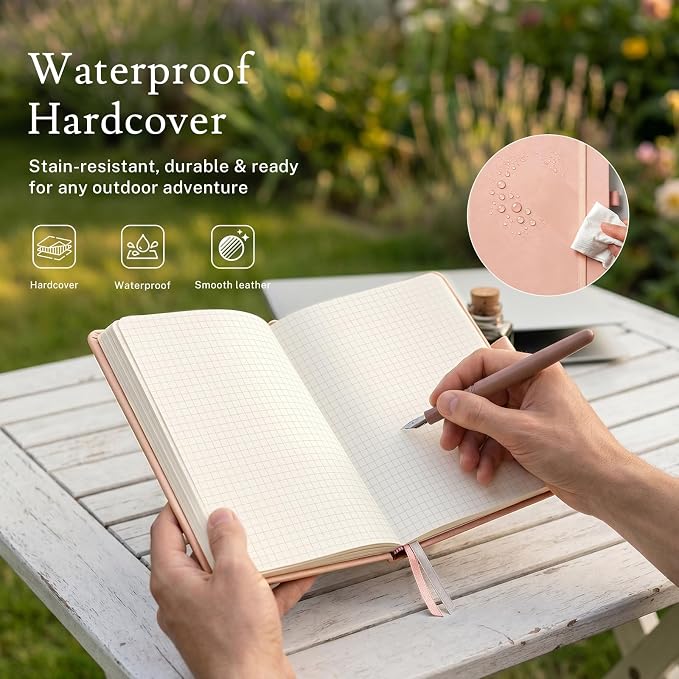 PAGELYST Graph Grid Paper Notebook, 200 Pages, 4 Pack Leather Hardcover Notebook - Image 5