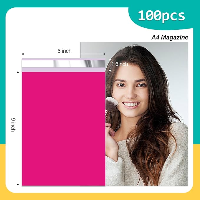 Poly Mailers 6x9 inch 100 Pcs, Rose Red Plastic Mailing Envelopes - Image 2
