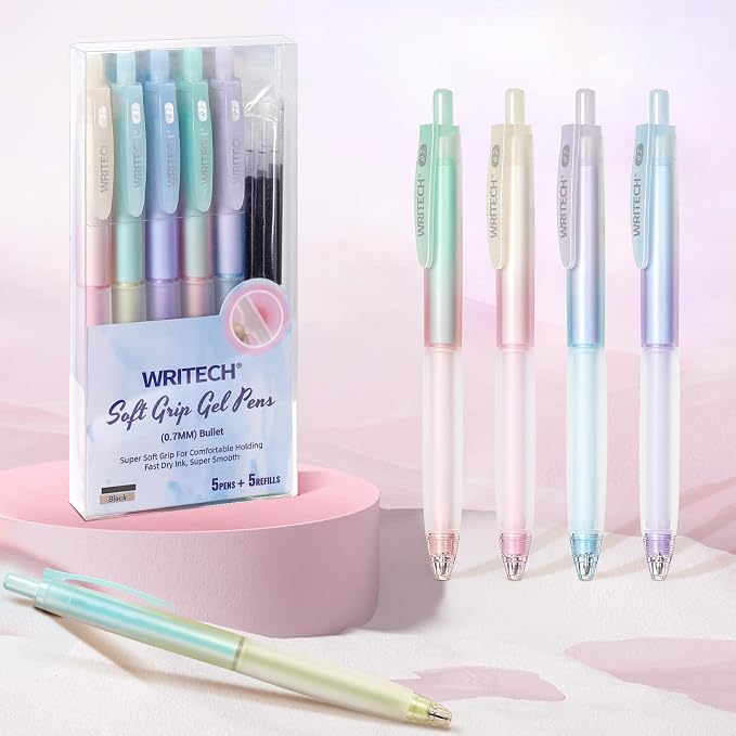 WRITECH Retractable Gel Ink Pens: 0.7mm Fine Point Black-Ink Aesthetic Gradient - Image 5