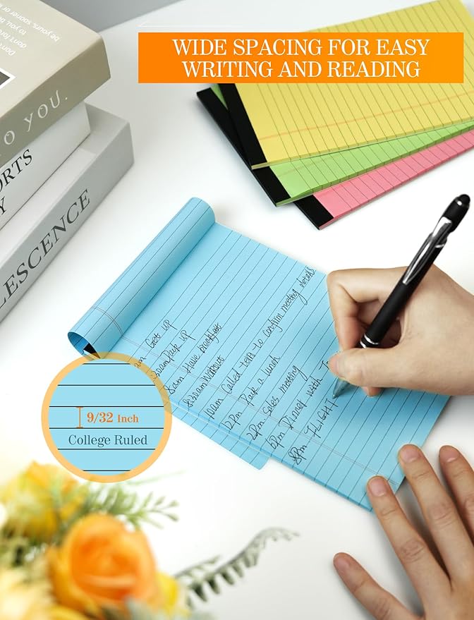 Notepads 5x8 Colored Small Legal Pads, 12 Pack Colored Note Pads 5x8 Pink Notebook Paper, Notepad 5x8 Lined Paper Pads, Small Pads of Paper 5x8 Pink Lined Paper 5 x 8, 30 Sheets/Pad(Blue, Pink, Green)-DeskLoop Office