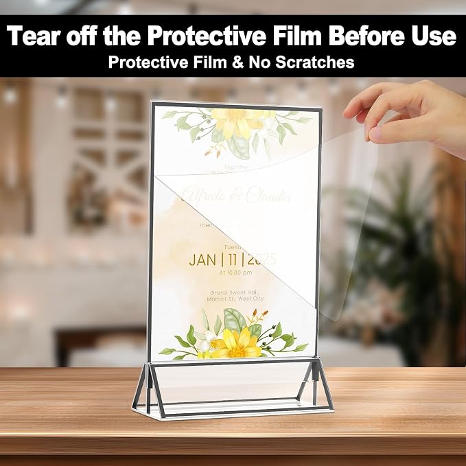 EHWINE 20 Pack Acrylic Sign Holder 4 x 6, Double Sided Black Picture Frame - Image 2