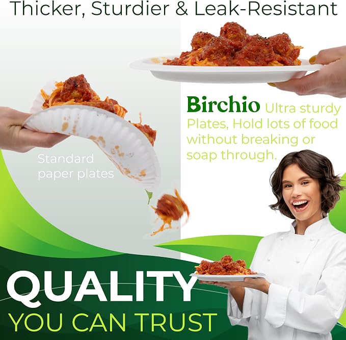 100PCS 100% Compostable 10in Paper Plates, 3 Compartment Heavy Duty Disposable - Image 3