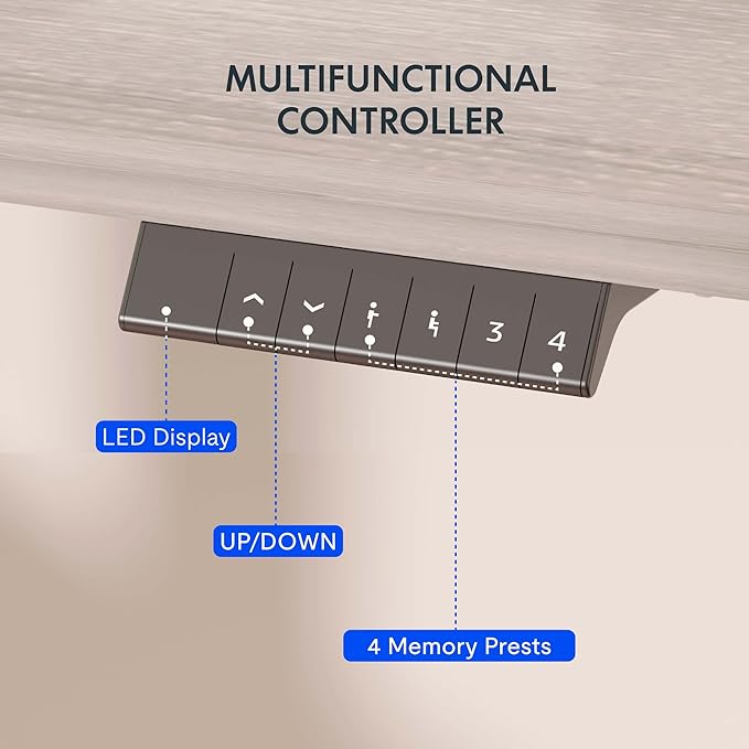 FLEXISPOT EN1 One-Piece Standing Desk, 60 x 24 Inches Height Adjustable Desk Electric Sit Stand Desk for Home Office (White Frame + Gray Wood Desktop, 2 Packages)-DeskLoop Office