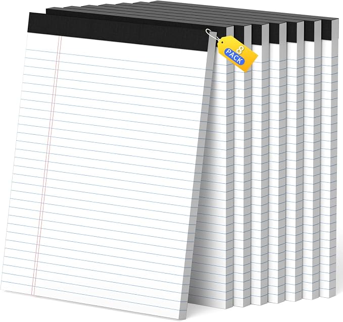 Legal Pads 8.5 x 11, Wide Ruled Paper by Glyanlee