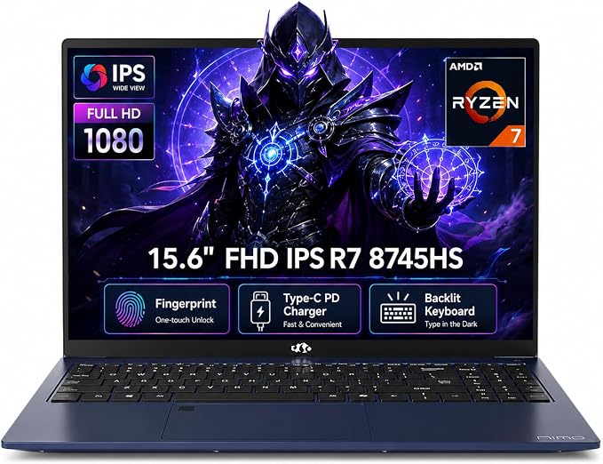 NIMO 15.6" Gaming Laptop, AMD Ryzen 7 8745HS 8-Core, 32GB RAM, 2TB SSD by Unknown