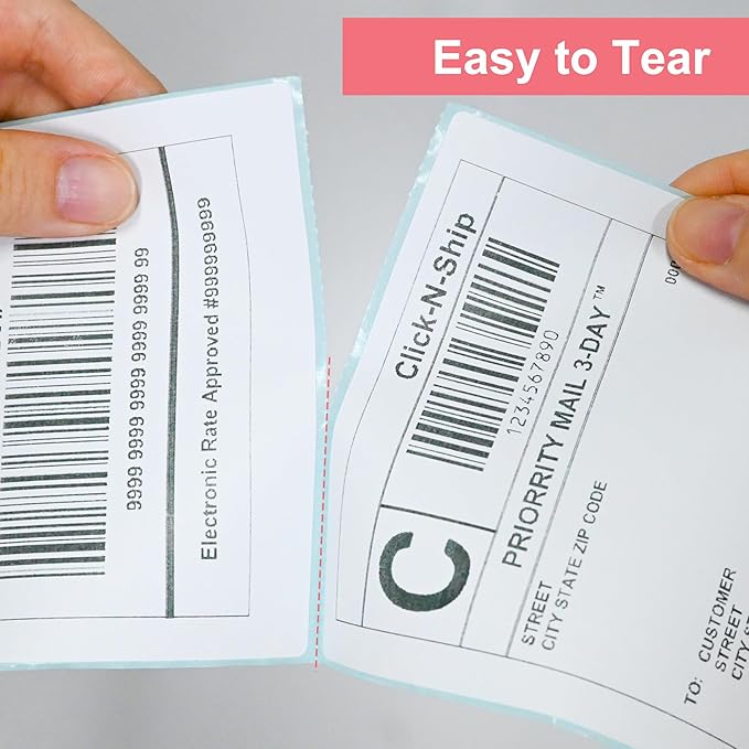 L LIKED 4"x 6" Direct Thermal Labels White Perforated Shipping Labels, 250 per Roll, 20 Rolls - Commercial Grade-DeskLoop Office