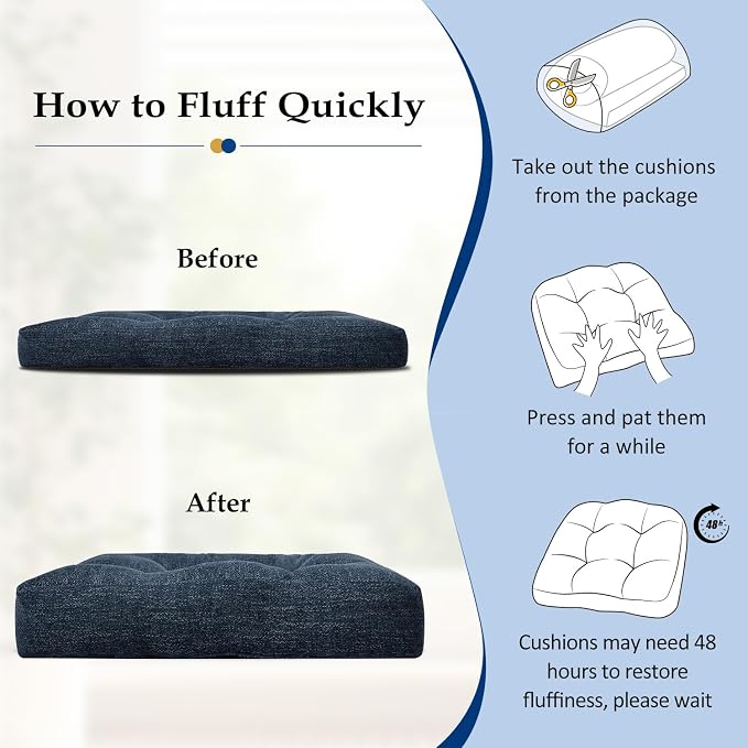downluxe Chair Cushions for Dining Chairs 4 Pack, Tufted Indoor Chair Pads - Image 6