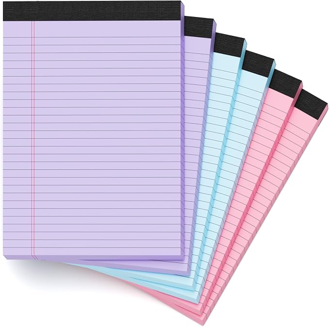 Zaviko Colored Legal Pads 8.5 x 11, 6 Pack Writing Pads 8.5 x 11, Note Pads by Home