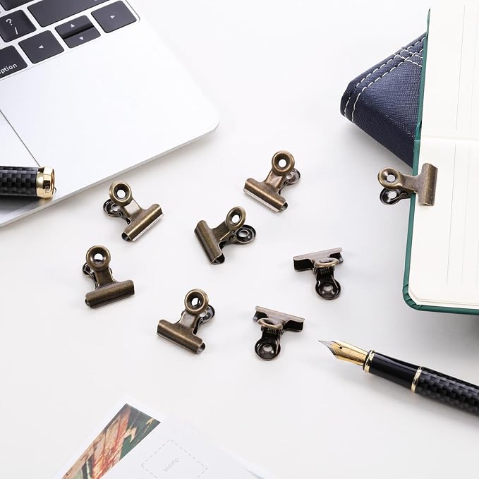 Boao 100 Pcs Mini Cyan Bronze Metal Clips Small Cyan Bronze Binder Clips Bulk - Image 6