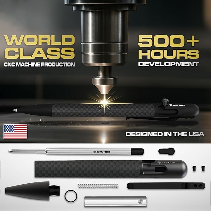 BASTION® Luxury Slim Bolt Action Pen, Lightweight Aluminum EDC Pen with Fine Tip, Professional Ballpoint Pen for School and Work - Purple-DeskLoop Office