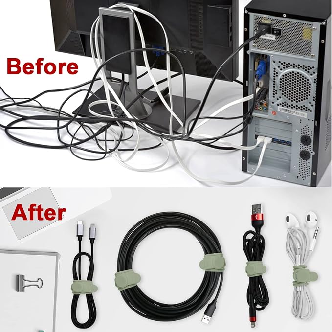 16Pcs Silicone Cable Ties Cord Organizer - Image 3
