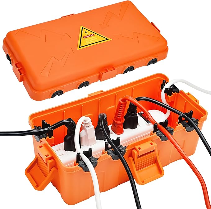 Hrensaw Medium Outdoor Electrical Box, Weatherproof Connection Box w/6 Cable by Hrensaw