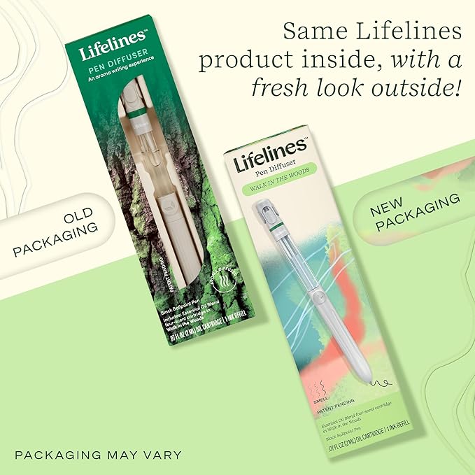 Lifelines Pen Diffuser, Walk in The Woods - 1mm Black Ballpoint Pen with Scented Essential Oil Blends – Aromatherapy Diffuser & Sensory Immersion Diffuse Aroma As You Write-DeskLoop Office