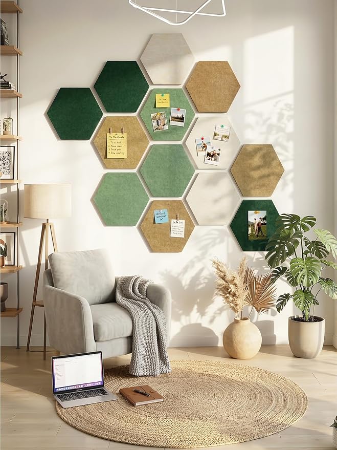 8 Pack Hexagon Felt Bulletin Board Tiles - Image 6