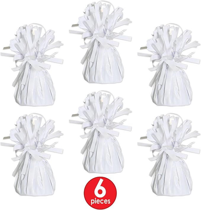 Beistle White Metallic Plastic Wrapped Balloon Weights - Image 3