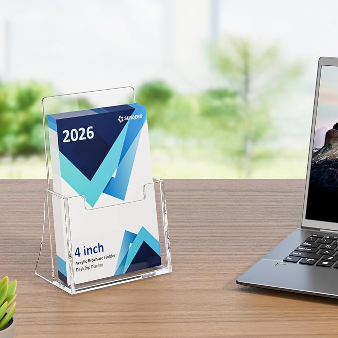 Acrylic Brochure Holder 4 Inch, 6 Pack Clear Brochure Display Stand, Plastic - Image 7