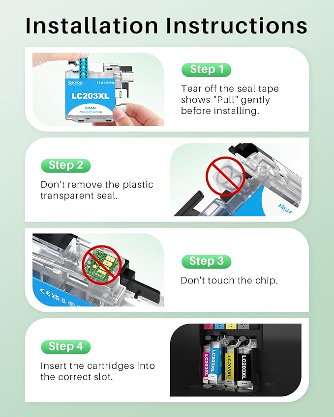 LC203XL Ink Cartridges 4 Pack Replacement for LC203 XL LC 203 Color Inks Use for MFC-J480DW MFC-J4420DW MFC-J880DW MFC-J885DW MFC-J680DW (BK/C/M/Y)-DeskLoop Office