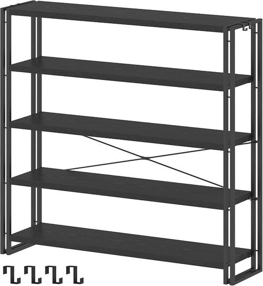 HCHQHS Bookshelf, 5-Tier Industrial Bookcase, Freestanding Tall Bookshelves by HCHQHS