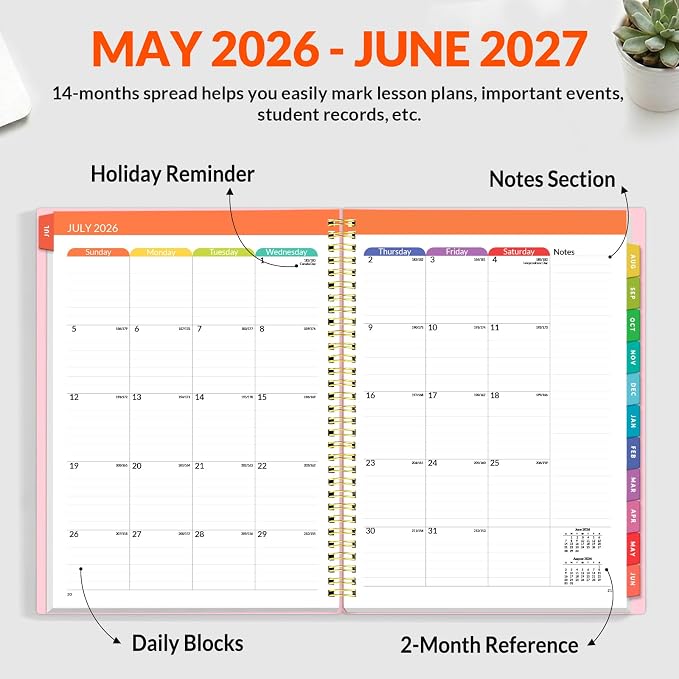 SUNEE Teacher Planner 2026-2027 Academic Year, Lite Lesson Planner Book - Image 3
