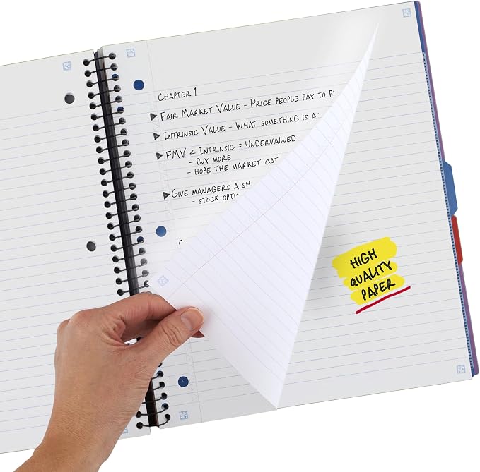 Five Star Advance Spiral Notebook + Study App, 3 Subject, College Ruled Paper - Image 4