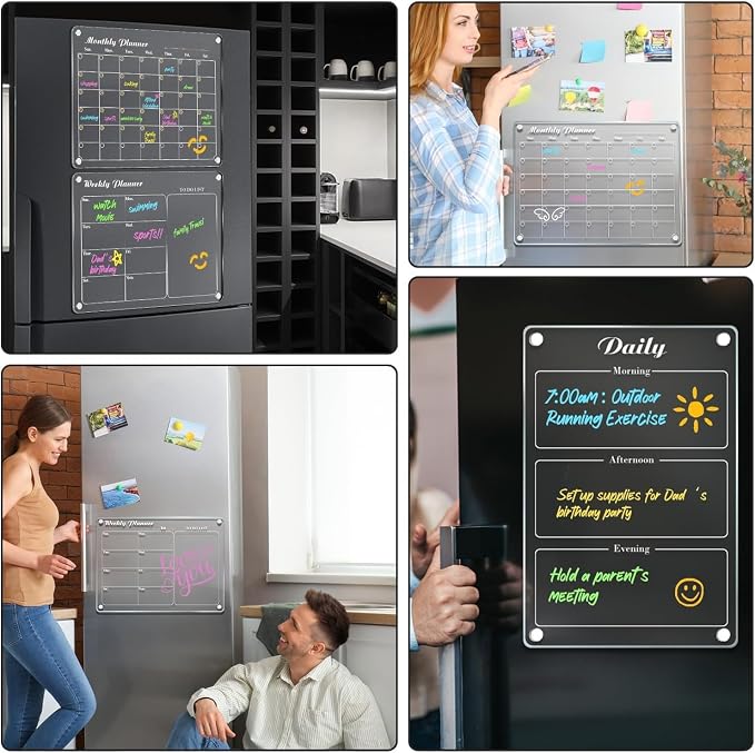 DIYMAG Magnetic Calendar for Refrigerator 4 PCS Dry Erase Whiteboard - Image 6