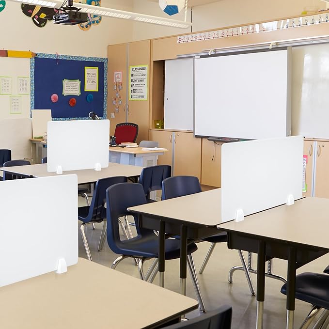 4PCS Acrylic Desk Dividers - 23.6”L x15.8”W White, Office Privacy Partitions with Clamps, Plexiglass Protective Shields for Offices Schools Call Centers-DeskLoop Office