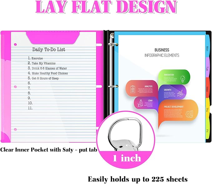 INFUN 1 Inch Telescoping Project Organizer Binder-2PCS, 13 Pocket, Customizable - Image 4