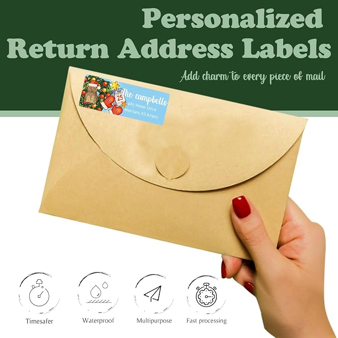 LINMAGCO Personalized Return Address Labels Gold 500 Pcs Mail Labels - Image 2