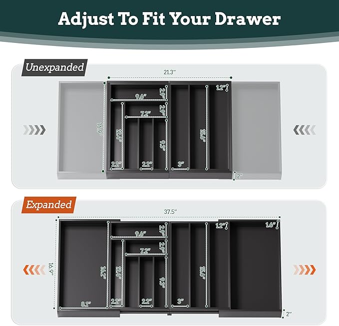 Silverware Organizer Large, Magnetic Connected Expandable 11 Slots Silverware - Image 4
