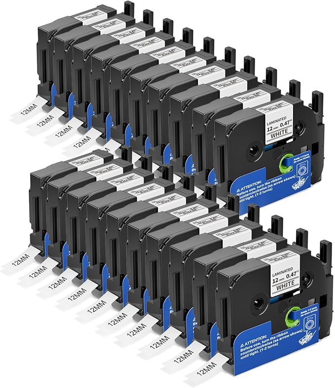 Colorty TZ Tape Compatible with Brother P-Touch Label Tape TZ TZe 12mm 0.47 Laminated White 1/2" Black on White TZe-231 TZE231 for PTH110 D210 D220 D410 D600 1090 1280 1880 2040, 20-Pack-DeskLoop Office