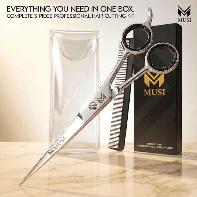 MUSI Hair Cutting Scissors 6.5" – Professional Razor-Sharp Barber Scissors - Image 11