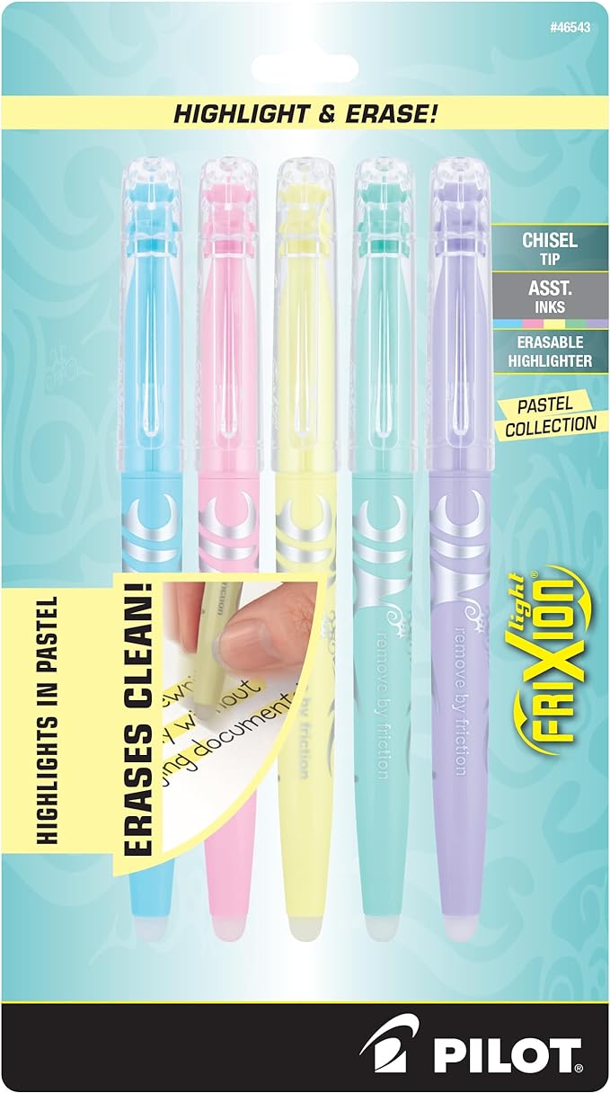 Pilot FriXion Light Pastel Collection Erasable Highlighters, Chisel Tip by PilotCorporationofAmerica