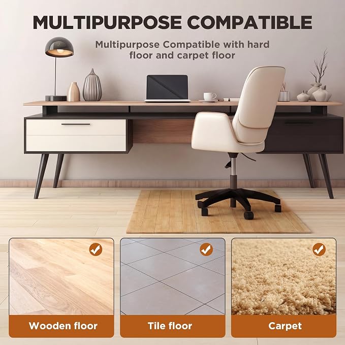 Leinuosen 36" x 48" Office Bamboo Chair Mat - Image 3